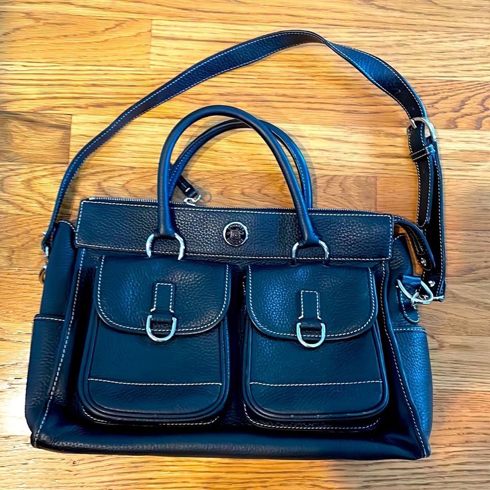 Dooney & Bourke pebble grain leather satchel with silver hardware